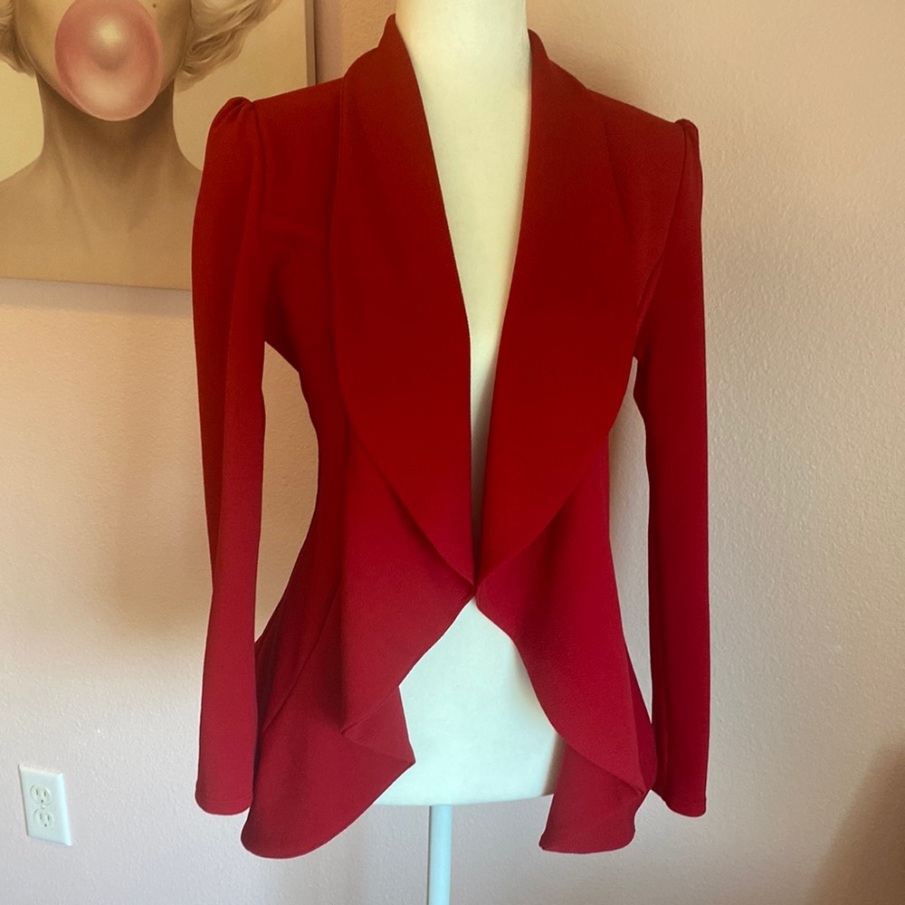 MOA Collection red lightweight waterfall blazer size Medium